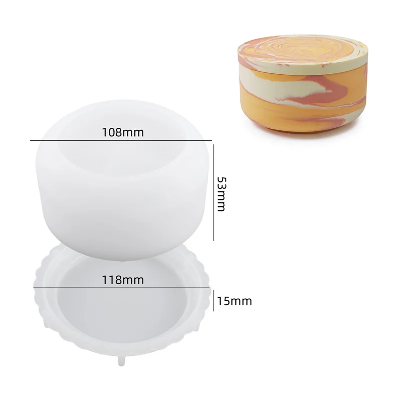 Crystal Resin Mirror Box Mold Silicone Home Decors Candle Cup Silicone Mold With Cover Plaster Cement Storage Tank For Crafts