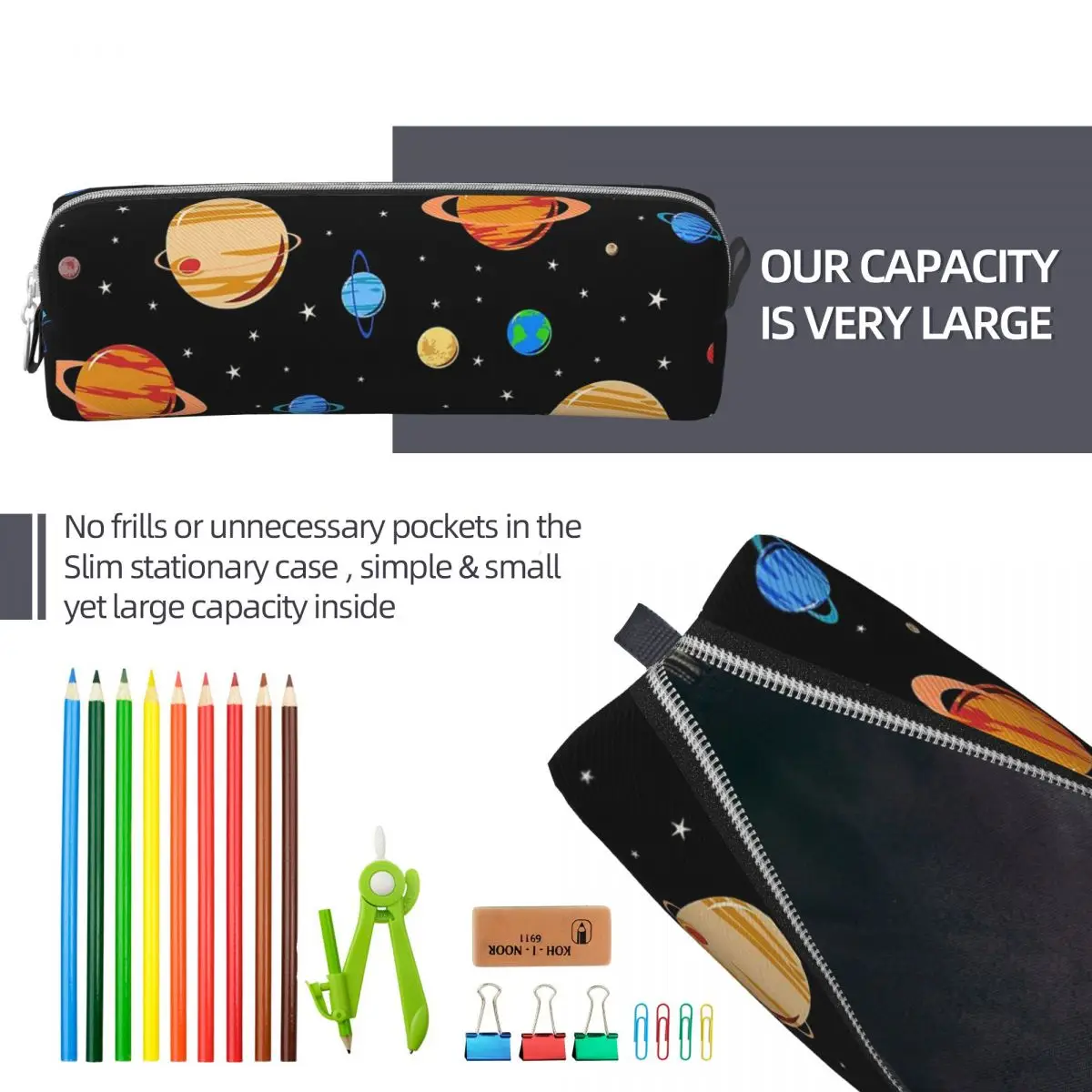 Imagem -06 - Cute Planets Pencil Case Venus Space Box para Estudante Grandes Bolsas de Armazenamento Presente do Escritório Papelaria Divertimento