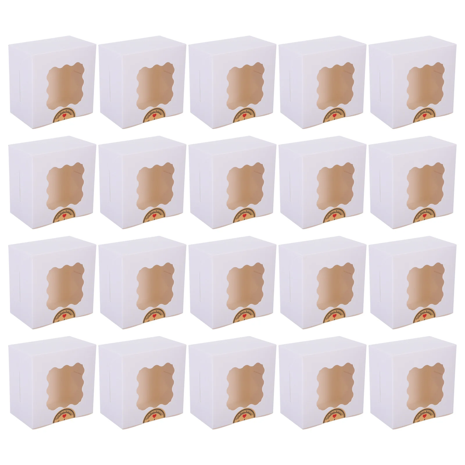 20 szt. białych pudełek piekarniczych 10,2x10,2x6,4 cm z przezroczystym okienkiem do pakowania makaroników i ciast, wytrzymałe papierowe pudełka na desery, pudełka na wynos.