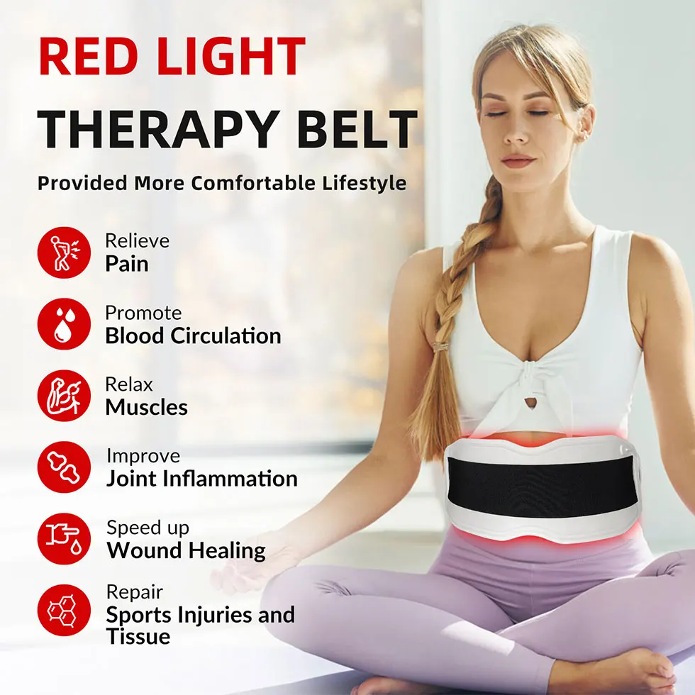 ZJKC 940nm 660nm 850nm Red Light Belt For Body Shaping Silicone Foldable Infrared Heated Knee Wrap Neck Waist Muscle Pain Relief