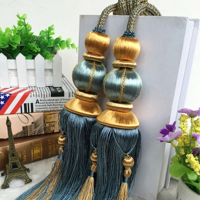 1PC Tie Backs GOOD Quality Curtain Rope Double Ball Buckle Strap Hanging Ball Hook Tassels  Home Decor Curtains Accessories