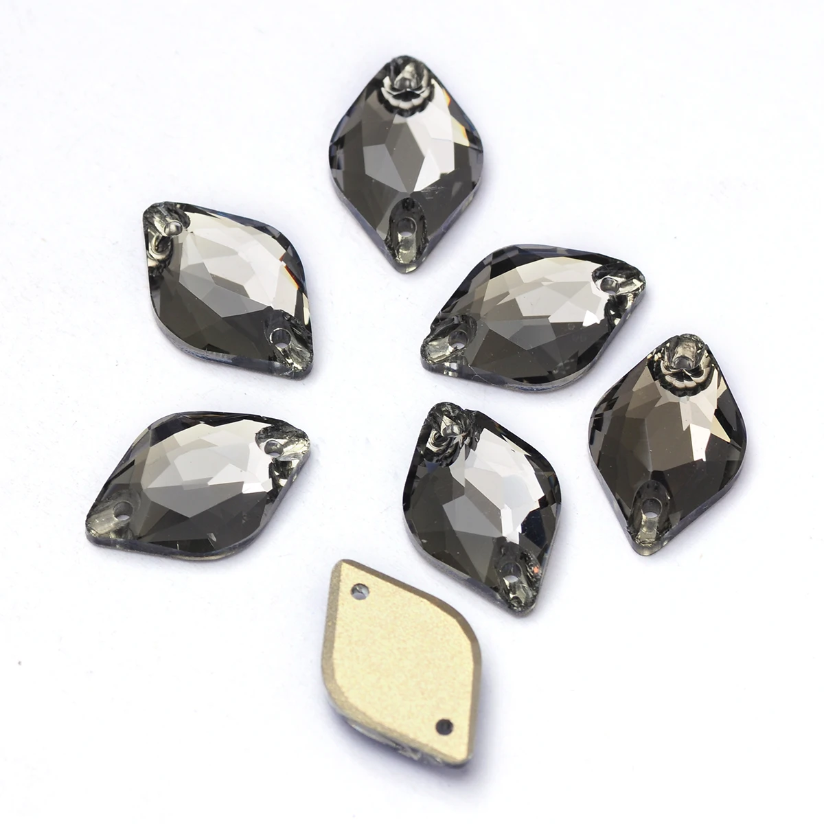 Pubrilex Black Diamond Alle Formen Aufnähbare Strasssteine Flache Kristallperlen Nähzubehör für Kleidung und Schmuckdekoration – Detail 5