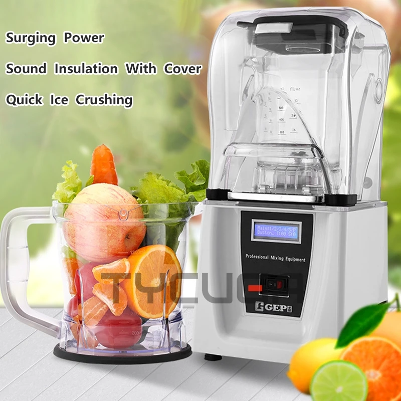 Wytrzymały komercyjny blender z timerem mikser sokowirówka robot kuchenny do owoców koktajle lodowe blender elektryczny 1800W 20000RPM 110V