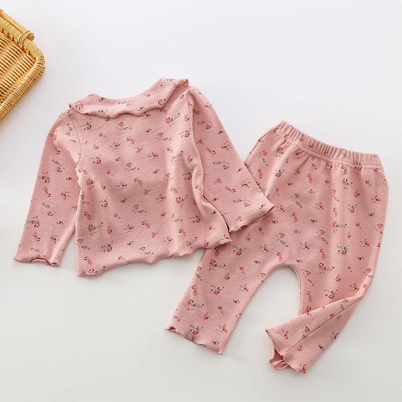 Autumn Spring Infant Baby Girls Clothing Set Cotton Printed T-shirt+Pants  Pajama Home Clothes Children Clothes Suit