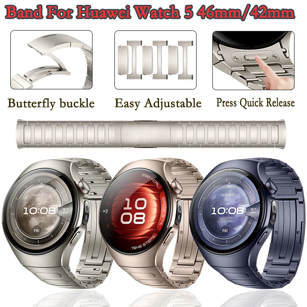 Band for Huawei Watch 5 46 42mm Arc-shaped Titanium Dedicated Interface Bussiness Men Women Wristband for Huawei Watch 5 42 46mm
