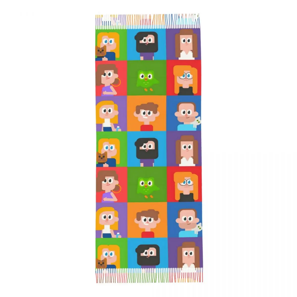 تخصيص طباعة Duolingo OwI الثنائي وشاح الرجال النساء شتاء خريف الأوشحة الدافئة الكرتون الرسوم المتحركة شالات يلتف