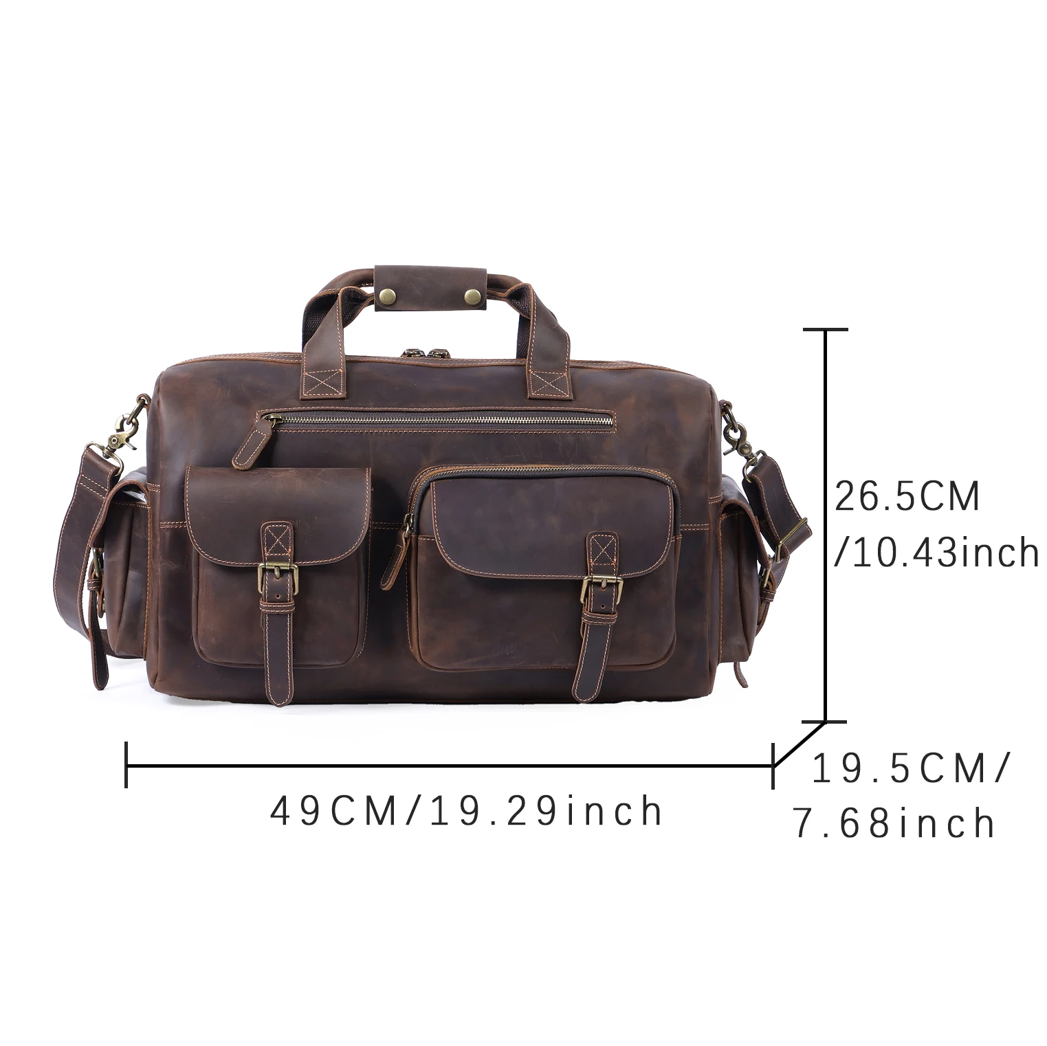 S.WORKER Vintage Vollnarbiges Rindsleder Reisetasche Große Kapazität Handgepäck Echtleder Weekender-Tasche – Detail 3