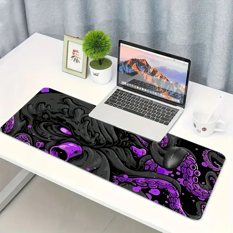 VIKAMA Octopus Tentacle Desk Mat Non Slip Large Gaming Mouse Pad Purple Sea Monster Pattern Office Computer Keyboard Decor Mat