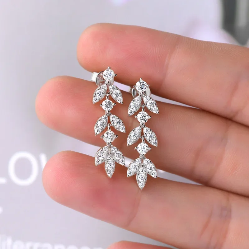 DRring 0.6CTTW Tassel Moissanite Drop Earrings for Women Luxury Sparkling Wedding Bride Jewelry S925 Sterling Silver Wholesale