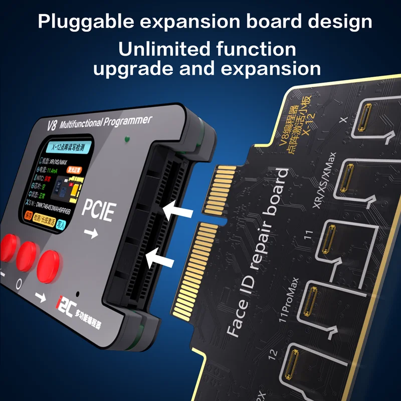 i2c V8 Multifunctional Programmer Face ID Dot Matrix Projector Repair Tool & Flex Cable Chips for IP X–16 Series
