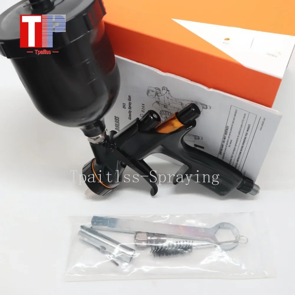 カーペイントスプレーガン,G-T-I pro,クリアコートおよびプライミングペイントガン,hvlp,600ml,チップ1.3,8個,D-V-1