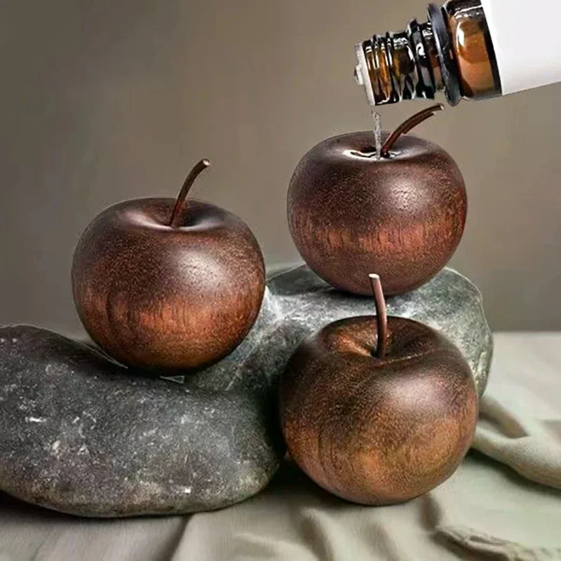 1-4pcs Fruit Shaped Wood Aroma Diffuser Long-lasting Fragrance Decor For Living Room, Scented Ornament Lucky Gift & Blessing