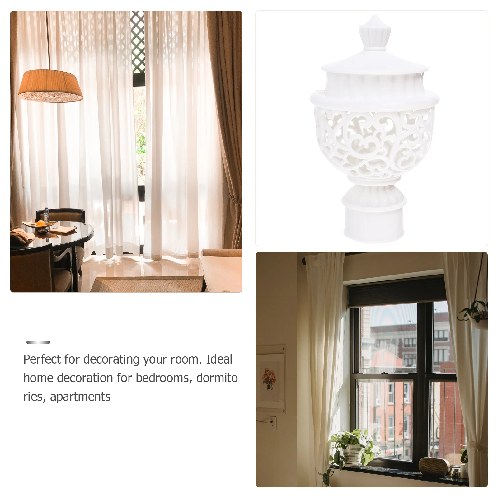 

20Pcs Curtain Rod Final Heads Stylish Curtain Decorative Head Plugs for Long-Lasting Room Apartment Home Decoration White