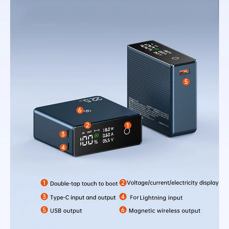 Imagem -04 - Portátil Magnetic Banco de Energia sem Fio 20000mah pd Carregador Rápido Bateria Sobressalente Carregando para Laptop Iphone Xiaomi Magsafe Powerbank