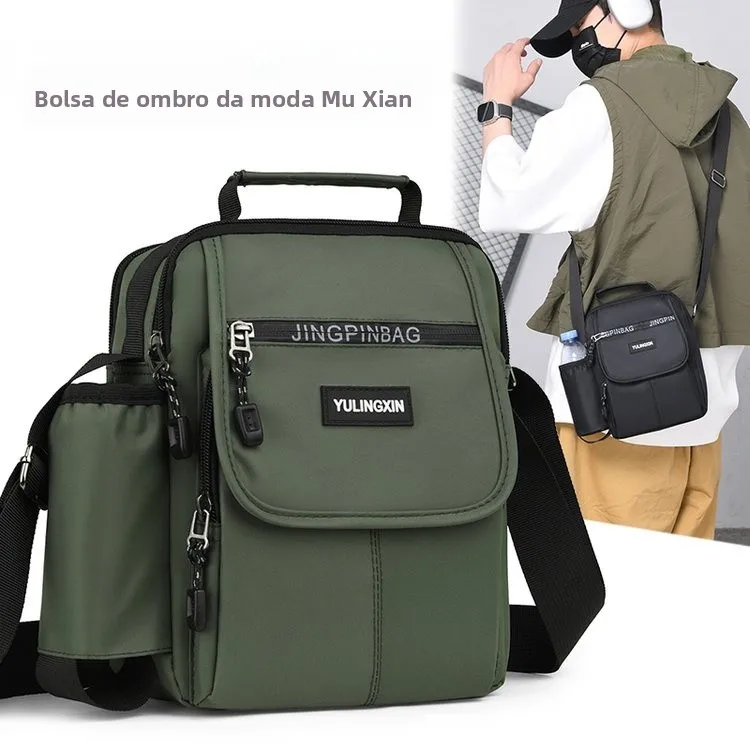 Bolsa Transversal Masculina Casual Elegante, Portátil, Multifuncional, Impermeável, para Negócios, com Alça Única
