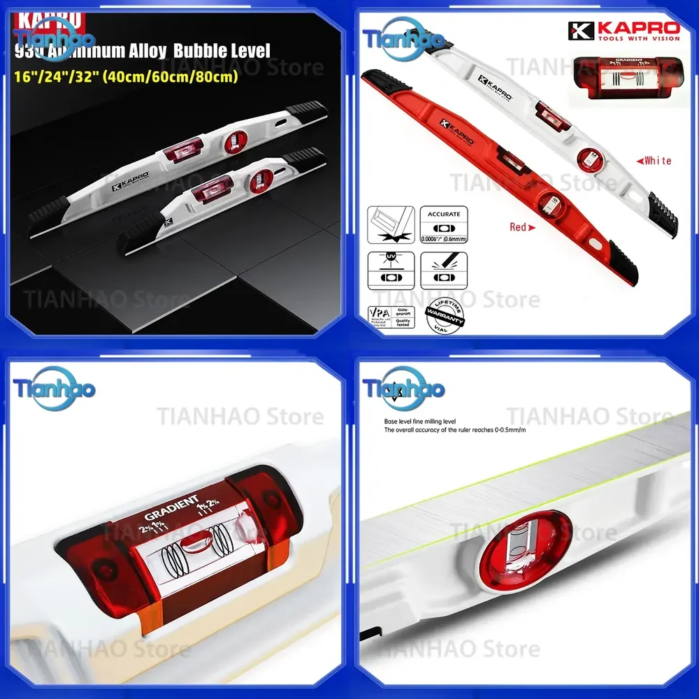 for KAPRO 930 Heavy-Duty Aluminum Alloy Red Bubble Level Inclinometer Measuring Tool with Shock-Absorbing Rubber End Caps