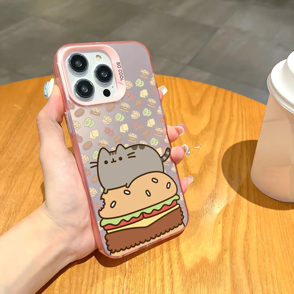 Cartoon Cute P-Pusheen Phone Case For iPhone 16 15 14 13 12 11 Pro Max Pink Matte Ultra-thin Soft Candy Abrazine Funda