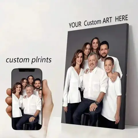 1PC Custom Photo Canvas Print Personalized Unframed Wall Art for Family, Custom Poster for Living Room Decor & Keepsake Present