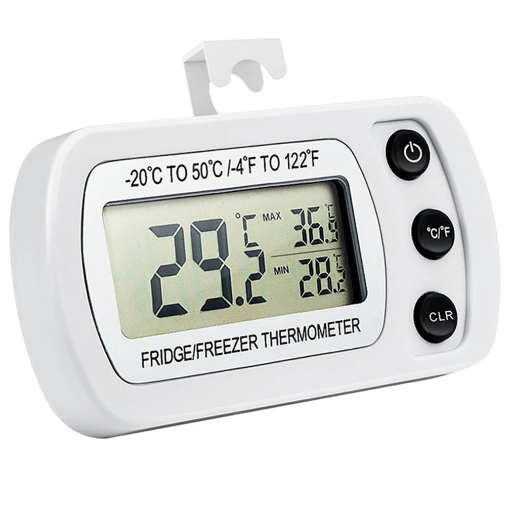 

2pcs Digital Waterproof Fridge Thermometer Lcd Display Freezer Temperature Monitor Hook Max Min Memory Household Use Large