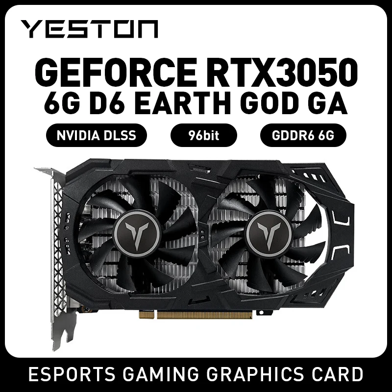 ‌ Yeston RTX3050 6GB GDDR6 Earth God - بطاقة رسومات مثالية للتقديم ثلاثي الأبعاد وتحرير الفيديو وسمالات العمل بالذكاء الاصطناعي ‌   بطاقة الفيديو