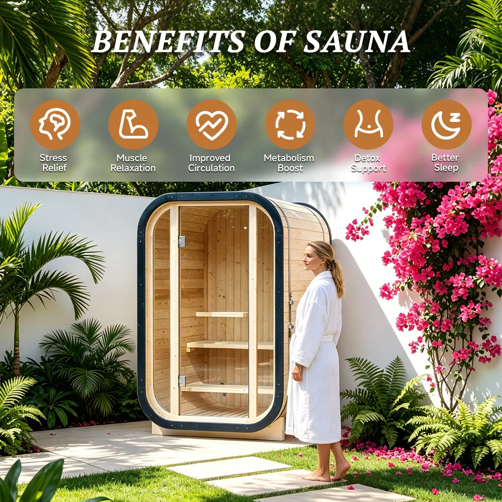 Modern 1 Person Mini Far Infrared Dry Sauna Room Indoor Canadian Pine Wood Sauna for Home Spa Relaxation