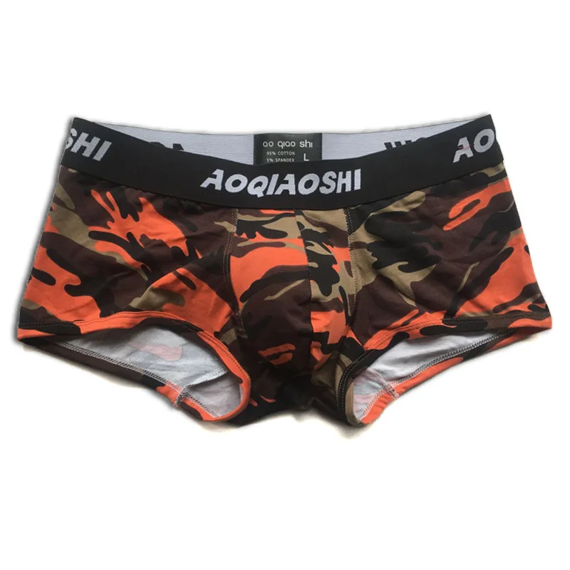 Men\'s U Convex Pouch Aro Pants Youth Cotton Camouflage Fashionable Printing Double-layer Boxer Shorts Sexy Low Waisted Underwear