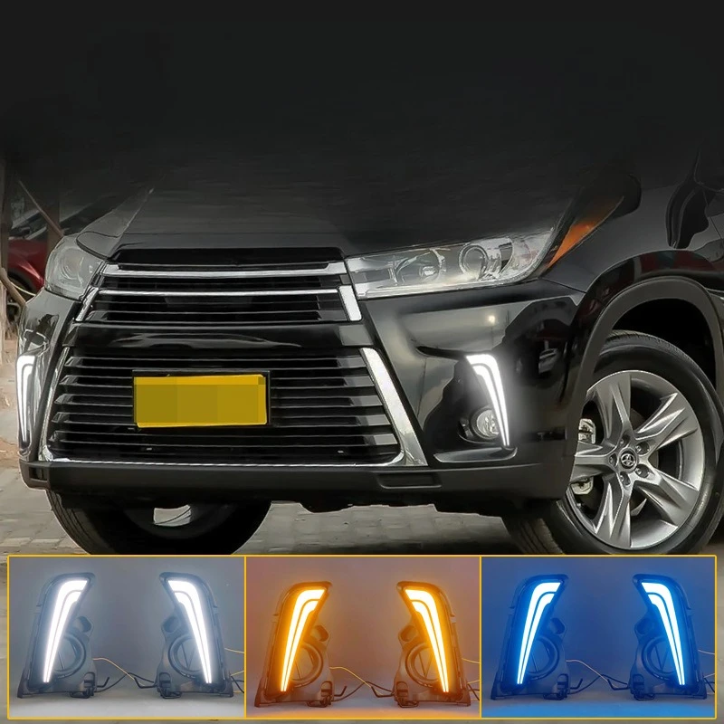

For Toyota Highlander 2018-2021 Led Daytime Running Light Front Fog Lamp Dymanic Turn Singal Lamp Modification Accessories