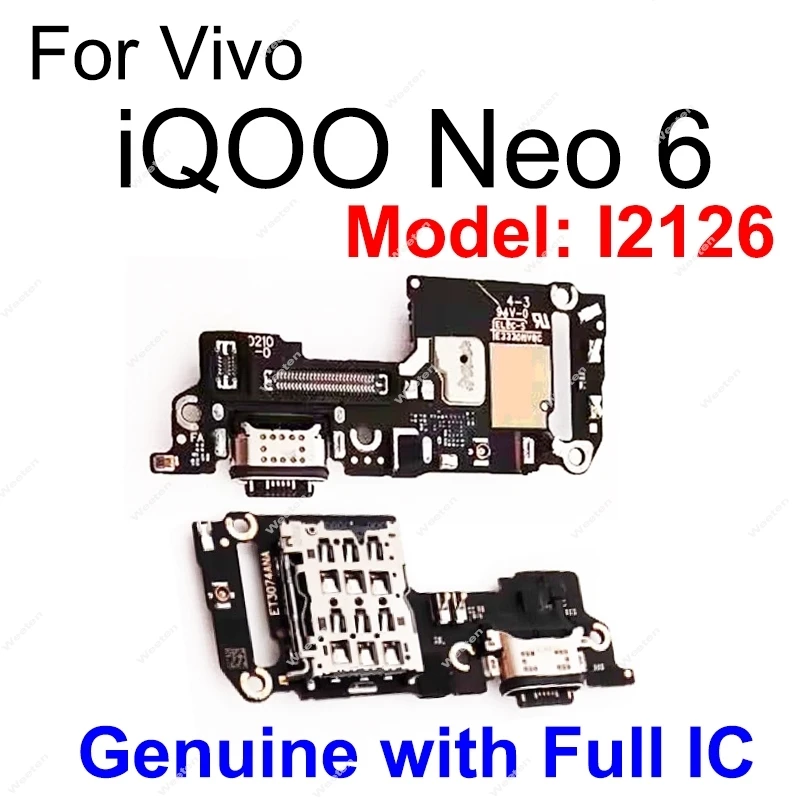 Voor Vivo Iqoo Neo 6 Neo 6se Usb Opladen Dock Board Sim Kaart Gleuf Board Usb Oplader Poort Board Jack Connector Board