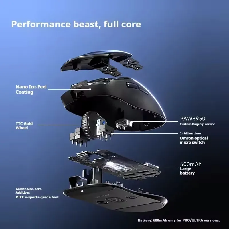 AULA V9 MAX+ Gaming Mouse Dual 8K Polling Rate Wireless Three-mode Ergonomic Design Mouse PAW3395/PAW3950 Lightweight Mice