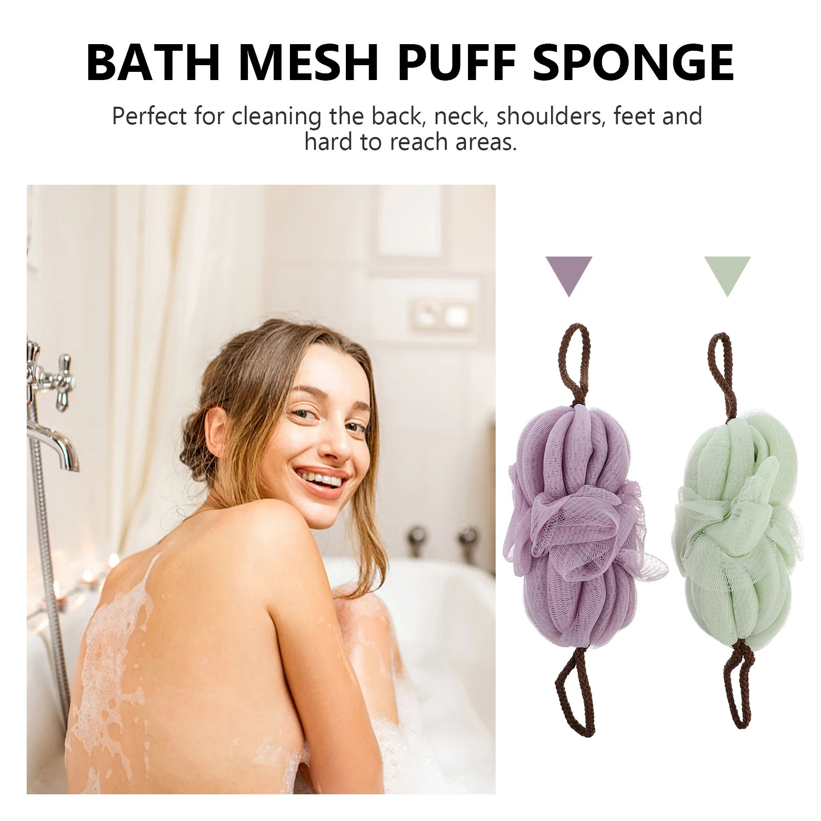 

2Pcs Stretch Sponge Shower Mesh Massage Sponges Braided Loofah Puff Pouf Bath Ball Back Strip Environmental Material Exfoliates