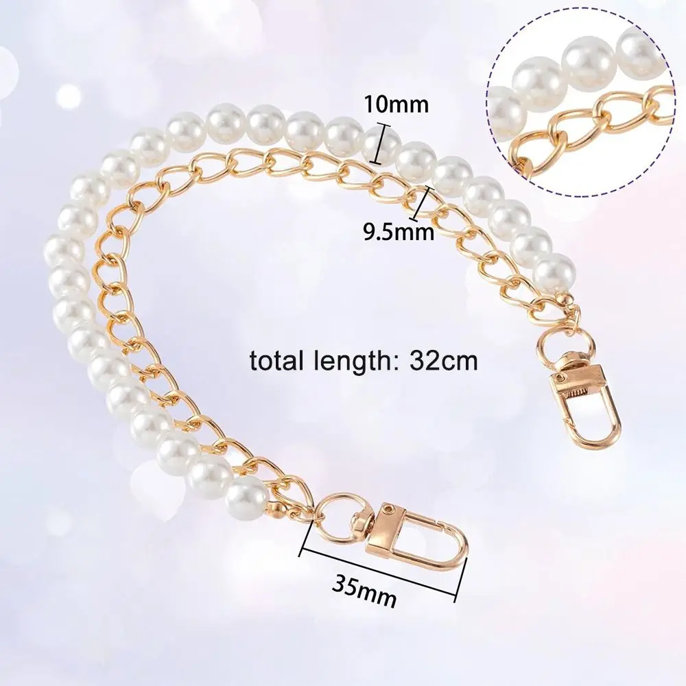 New 32cm Bag Extender Chain DIY Handbag Hanging Buckle Pearl Chain Strap Bag Accessory