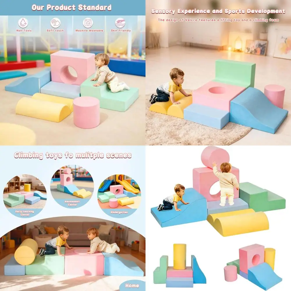 6-teilige Kletterblöcke für Kleinkinder, Spielset aus weichem Schaumstoff für 1–3 Jahre, Indoor-Aktivitätsspielzeug für die Kleinen