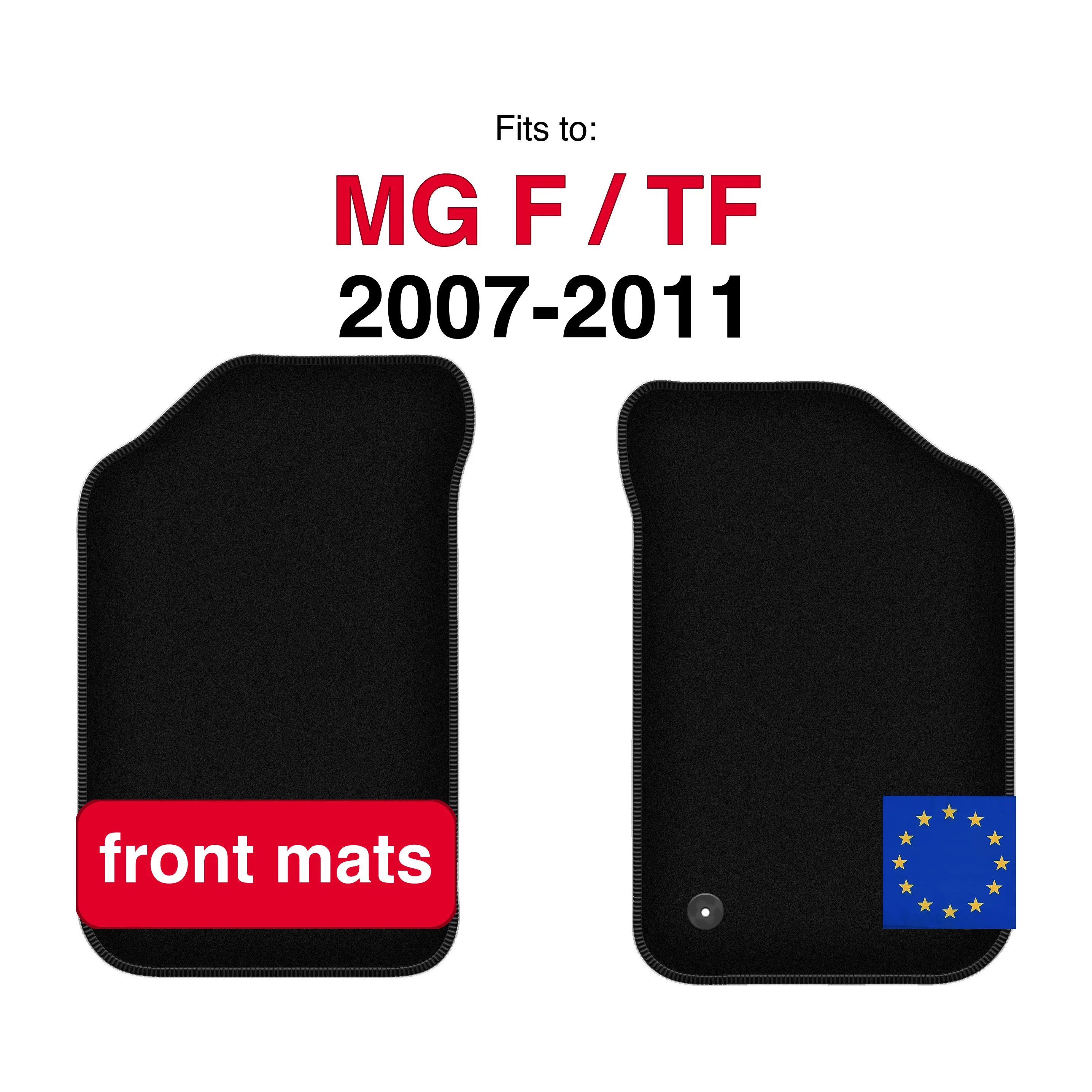 Velour voorvloermatten voor MG F / TF coupé, cabriolet (1995-2005) - Zwart (2 stuks) set auto voorvloermatten