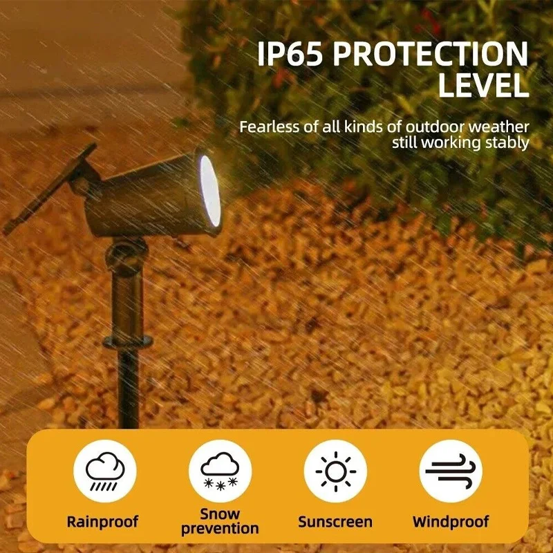 7 LED Outdoor Solar Spotlights Brightness Adjustable Waterproof Spot Light for Outdoor Garden Backyard Driveway Decor Lighting