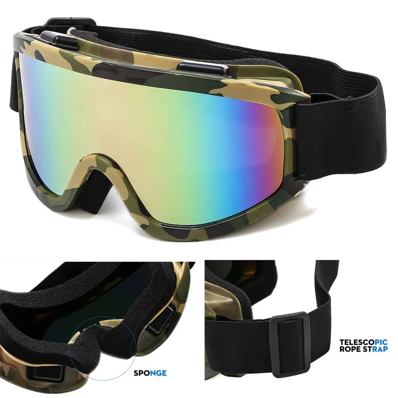 Unisex Double Layer Ski Goggles, Windproof Motocicleta Óculos, Anti-Fog, UV400, Esportes ao ar livre, Ciclismo, Snowboard, Inverno