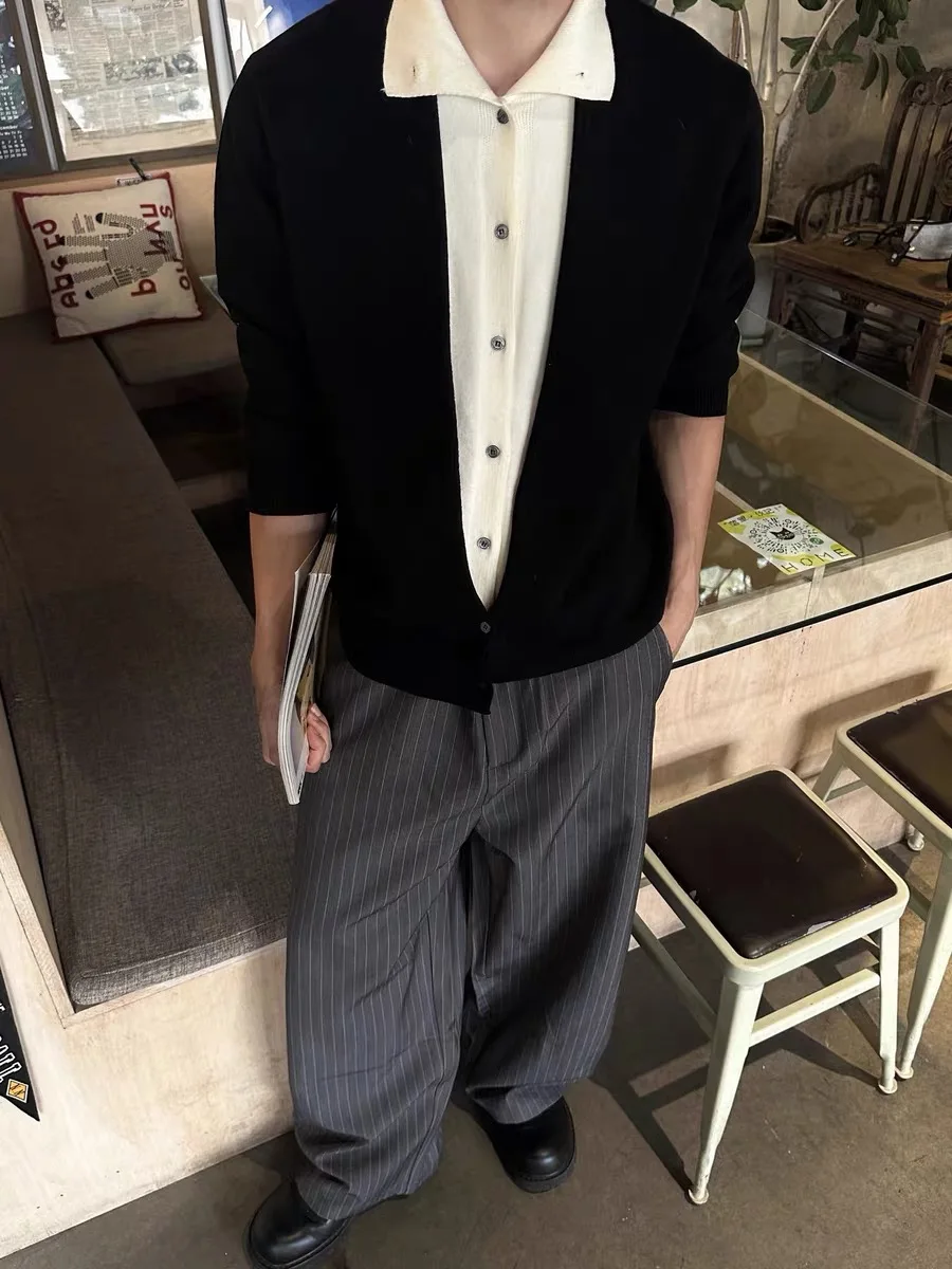 

Ele двубортный вязаный свитер, кардиган, мужской осенне-зимний ленивый или широкий универсальный искусственный двухсекционный верхняя одежда на пуговицах