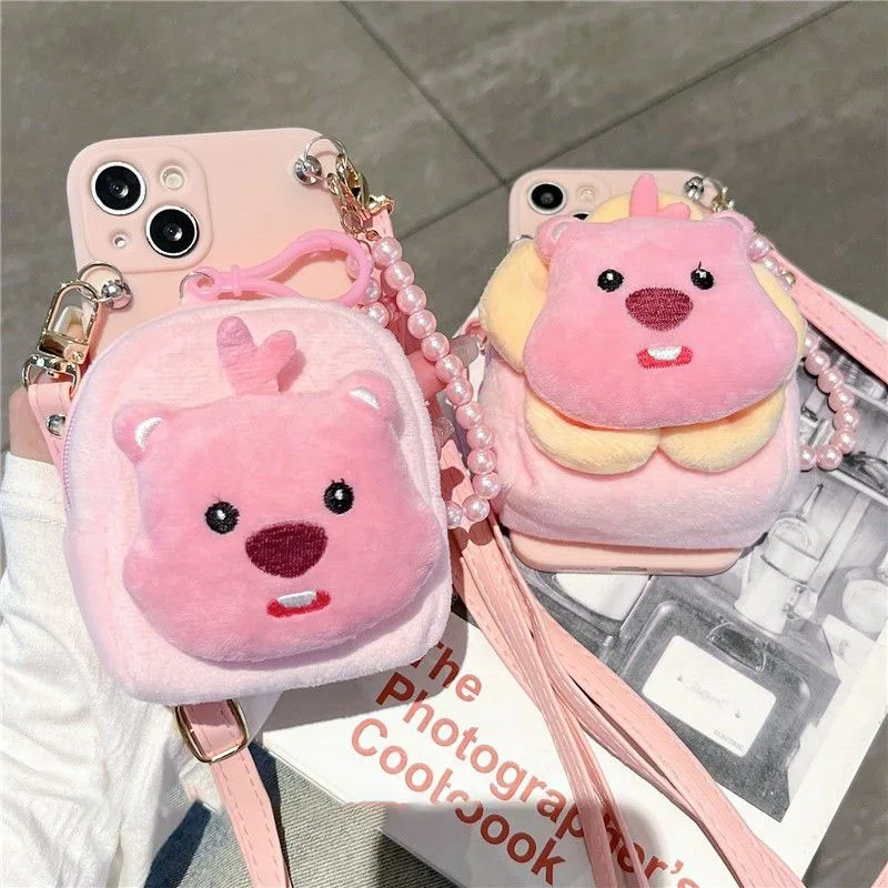 Cute Plush Zanmang Loopy Phone Case Cartoon Anime Iphone15 14 13 12 Coin Purse Fall Prevention Silica Gel 11 Toys for Girl Gifts 