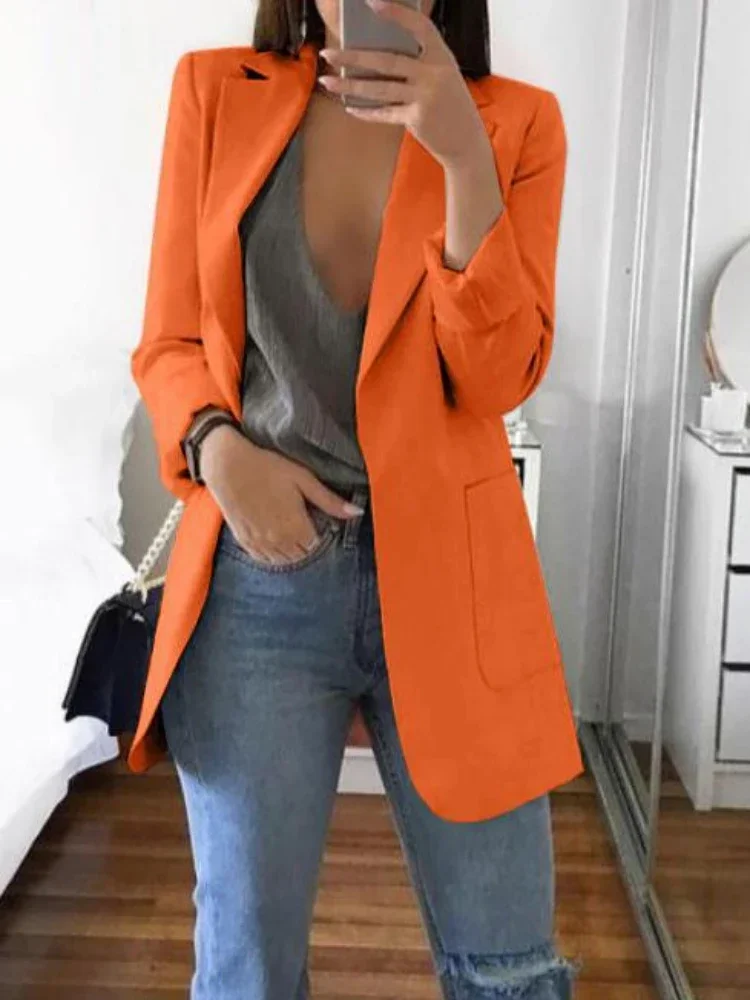 

Spring Autumn Women's Fashion Lapel Slim Cardigan Temperament Blazer Women Coat Blazer Mujer Women Clothing Office Occupation