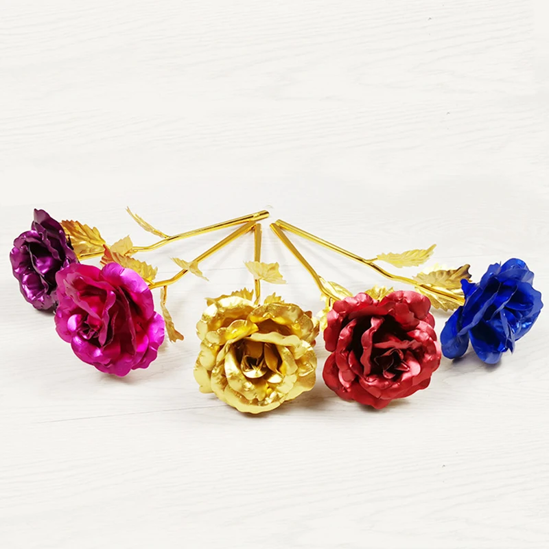 10Pcs Gold Foil Artificial Rose Flower Mother's Day Decoration Gold-Plated Emulated Flower Valentine's Day Gift for Girlfriend