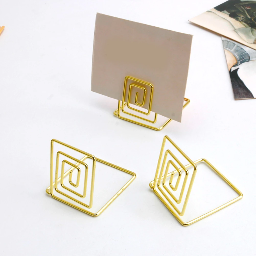 

10pcs Gold Square Photo Clips Note Holders Memo Stand Card Display Menu Decor Accessories Business Card Organizer