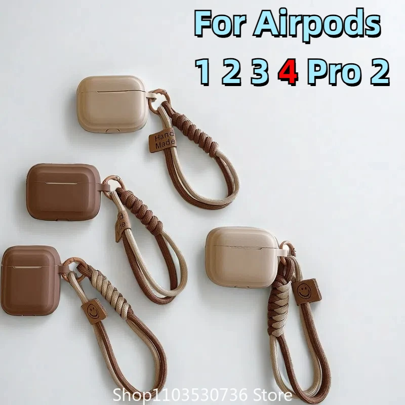 caramel color soft silicone earphone case with bracelet fall prevention couple for airpods 2 3 pro 2 bluetooth charging box case