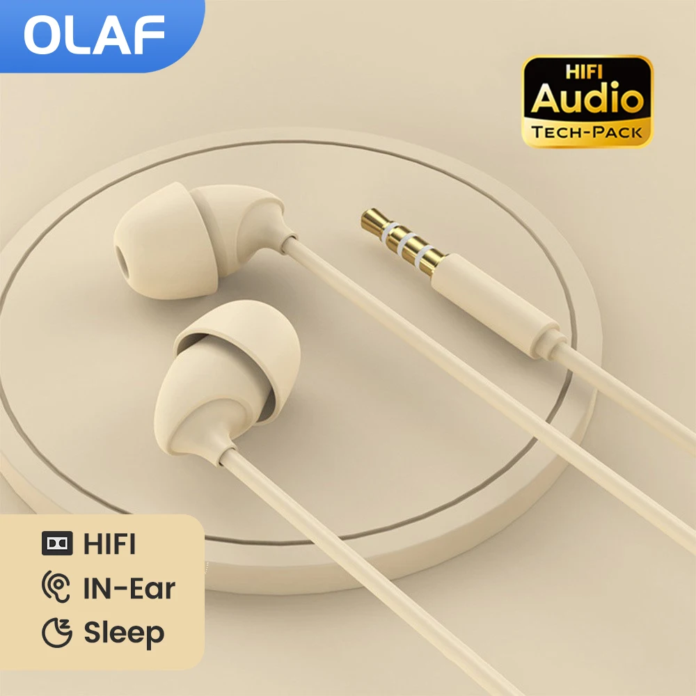 

3.5mm Wired Earphones Handsfree Headset In-Ear Soft Silicone Sleep Headphones HiFi Audio Earbuds With Mic For Mobile Phone