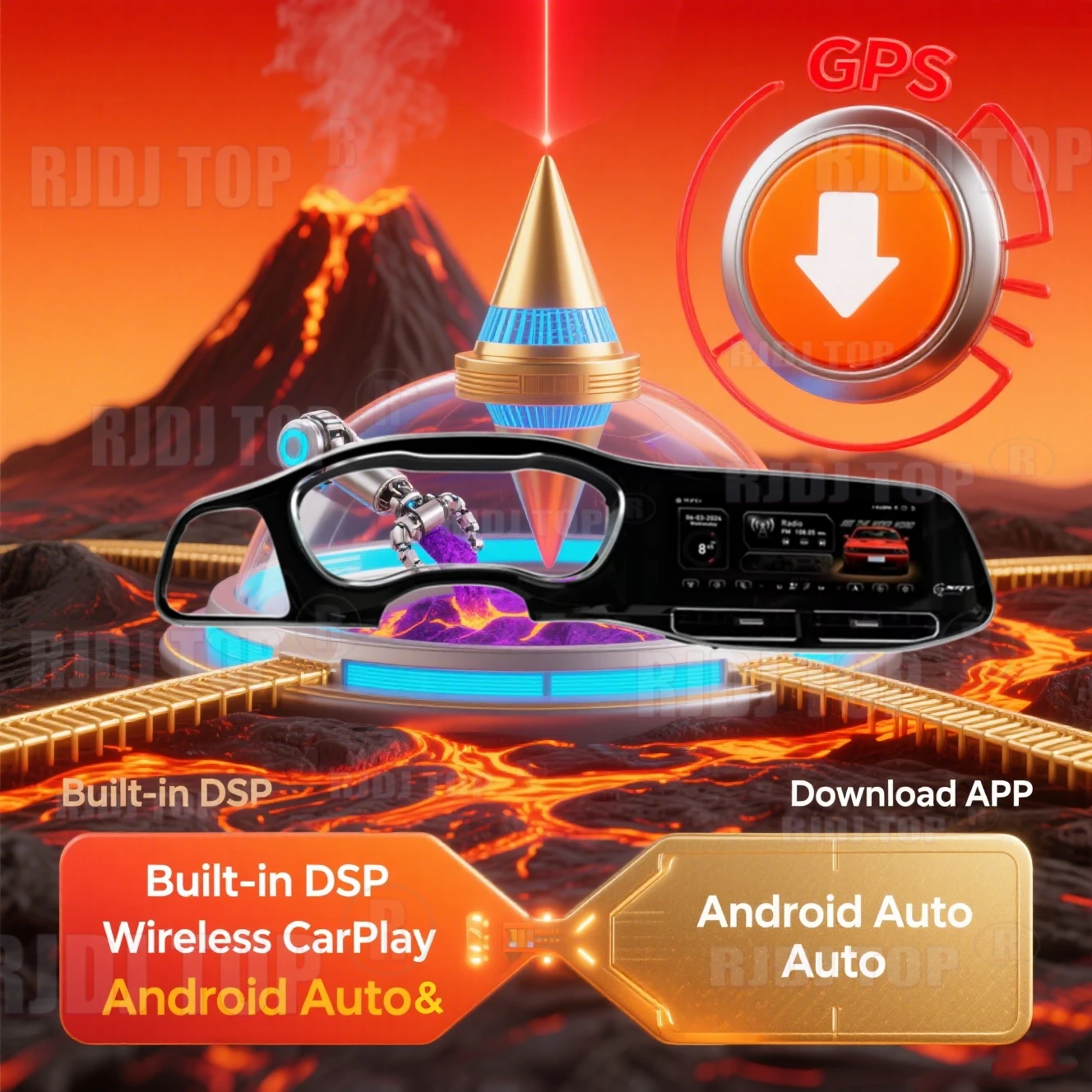 12.3inch For Dodge Challenger SRT Hellcat 2010-2023 Carplay Android Auto Car Radio LCD Touch Screen Multimedia Player GPS Navig
