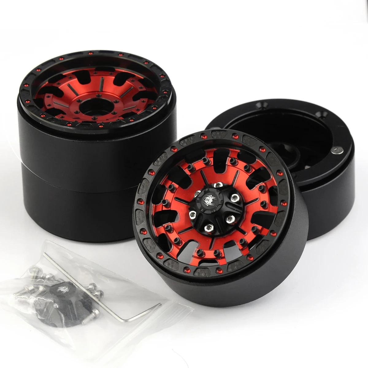 4 szt. Stop aluminium CNC 1.9 kołpak Beadlock dla 1/10 gąsienica RC oś samochodu SCX10 90046 AXI03007 TRX4 VS4-10 Redcat Gen8 rbx10