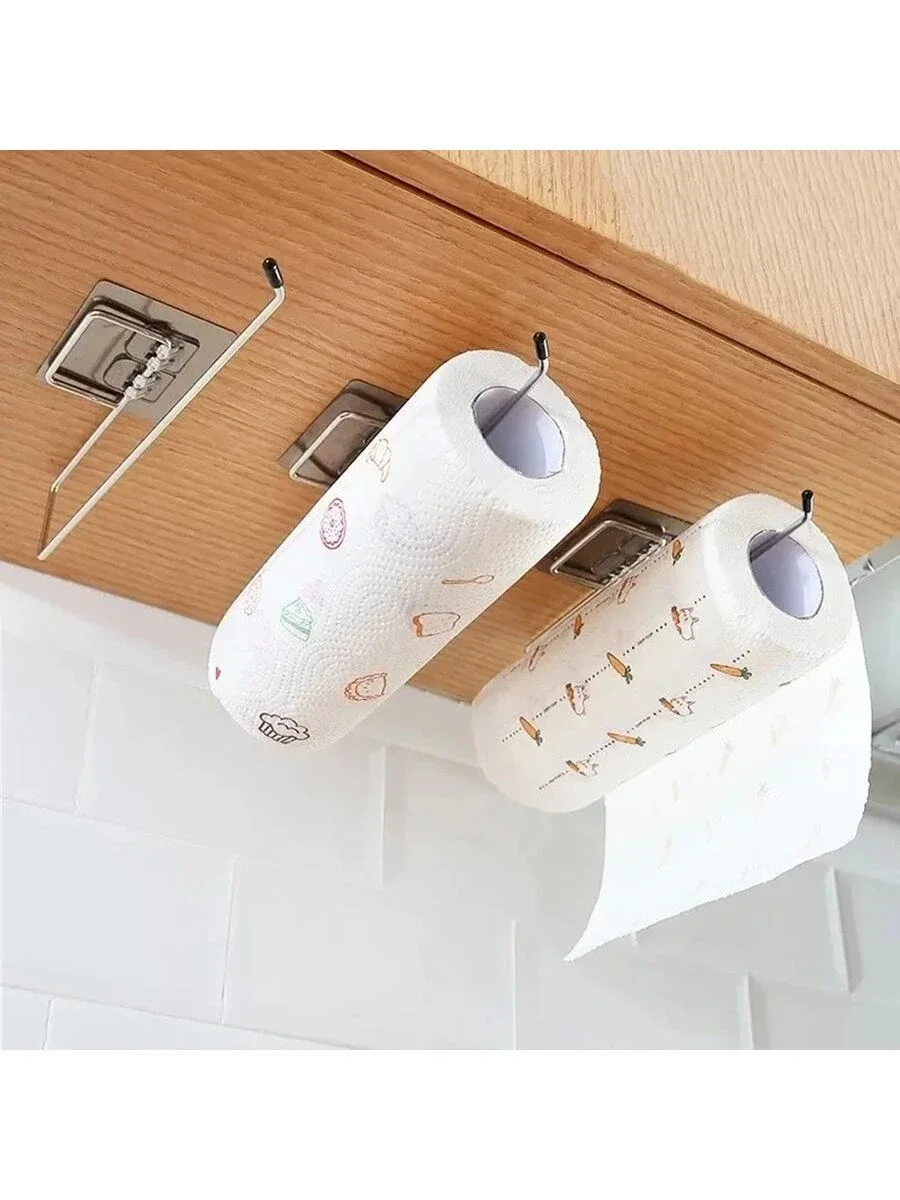 

1pc Stainless Steel Paper Towel Holder, Simple Punch-free Paper Towel Dispenser For Kitchen