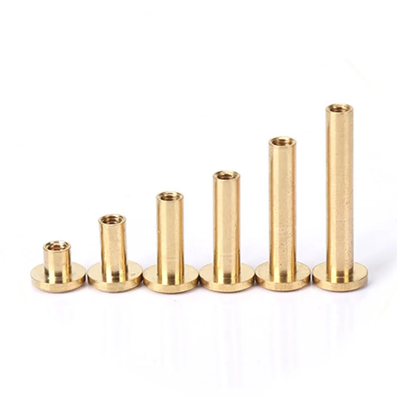 10pcs Solid Brass Binding Chicago Screws Nail Stud Rivets for Photo Album Leather Craft Studs Belt Wallet Fasteners 8mm cap