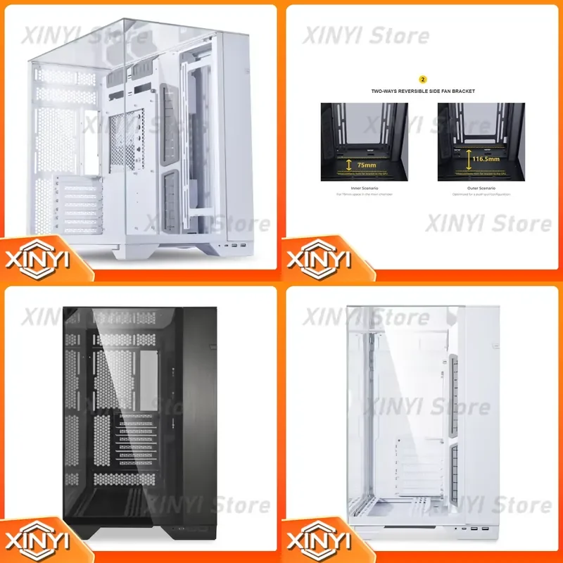 LIAN LI O11 VISION PC CASE Tower Chassis 3 SIDES of GLASS COLUMNLESS DESIGN ENHANCED MODULARITY 3 SPACES for RADIATORS