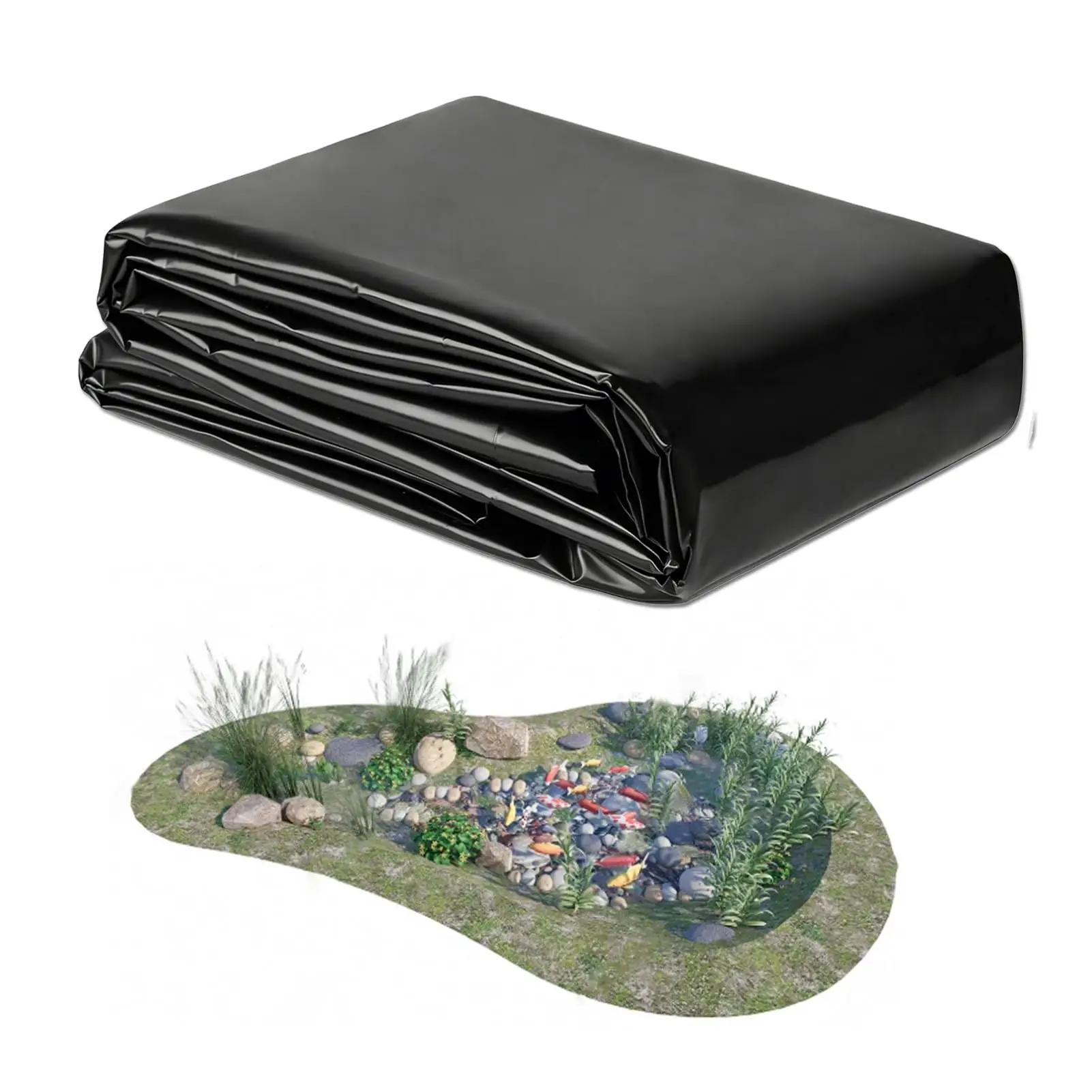 Garden Ponds Liner - Black HDPE Outdoor Ponds Waterproof Membrane Underlay - for Water Features Streams Aquaculture Koi