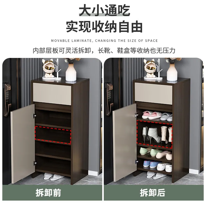 Solid wood small shoe cabinet single door entry ultra-narrow household door small cabinet mini entrance cabinet sofa side cabine