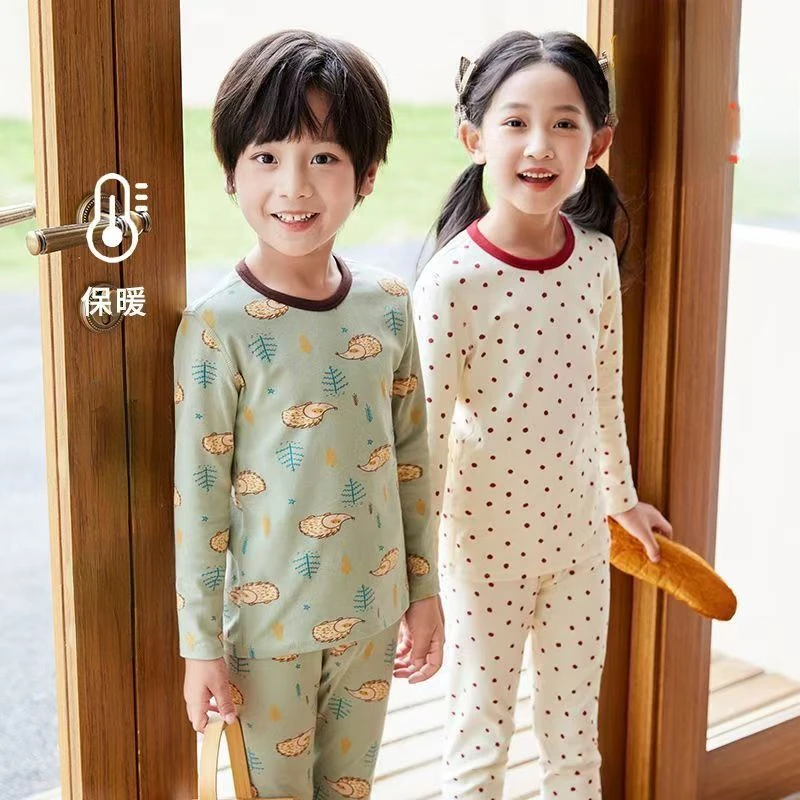 2 4 6 8 10 14 Yrs Boys Pajamas Baby Winter Bed Set Sleepwear Children's Clothing Girls Thermal Underwear Loungewear Kids Pijama